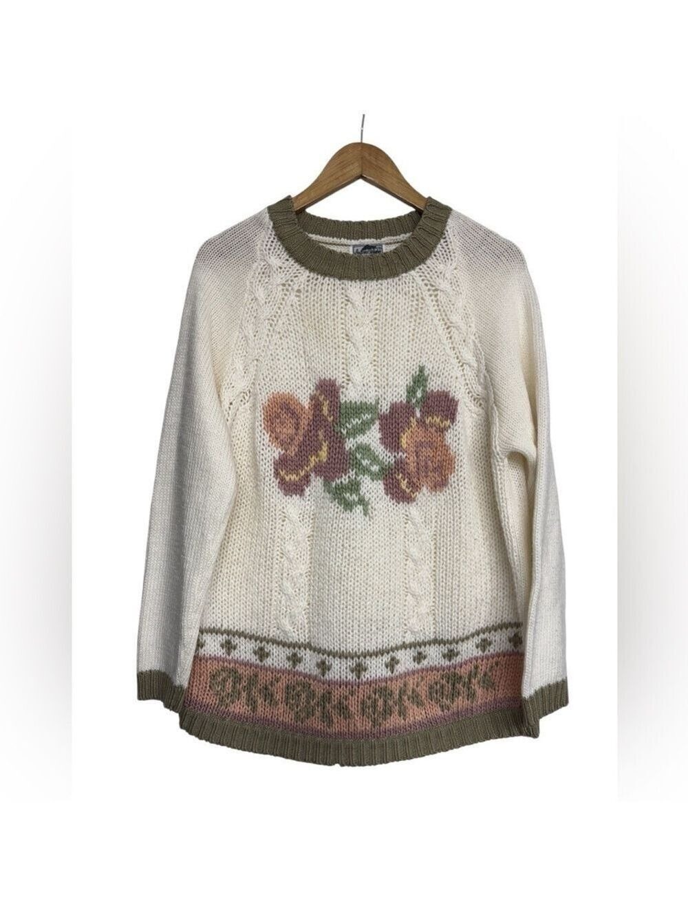 Chunky Knit Floral Sweater by Andrew St. John – Vintage Cottagecore Aesthetic
